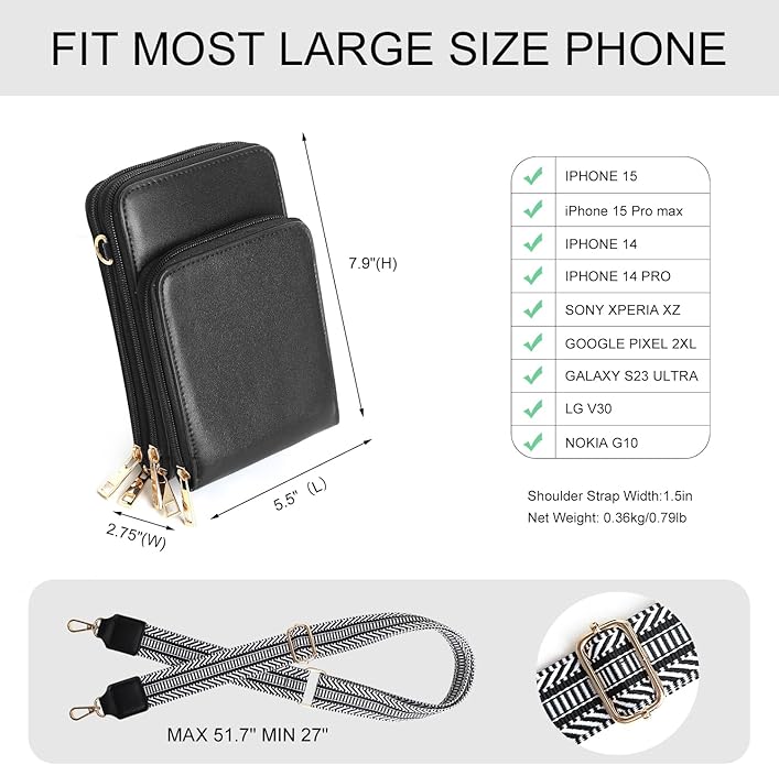 Crossbody Cellphone Purse Women Touch Screen Bag RFID Blocking Wallet Handbag