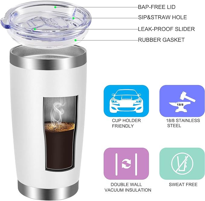 VEGOND 20oz Tumbler with Lid and Straw Stainless Steel Tumbler Cup Vacuum