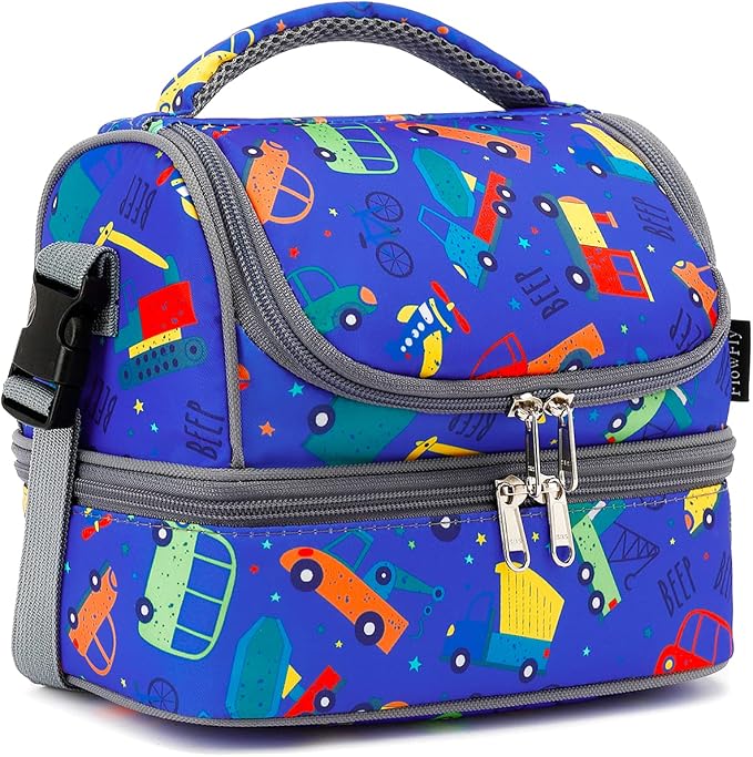 FlowFly Kids Double Decker Cooler Insulated Lunch Bag Large Tote