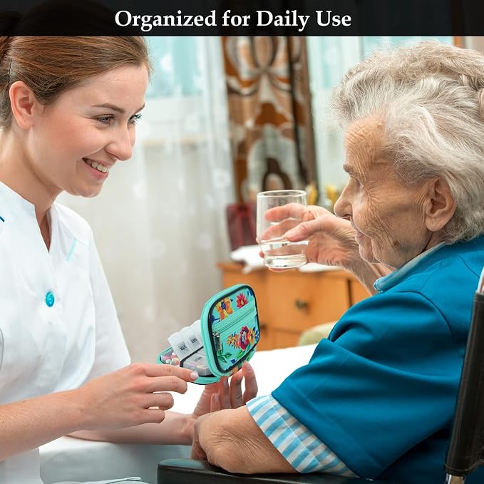 Serfeymi Weekly Travel Pill Organizer Pill Case