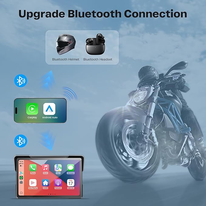 WonVon 7 Inch Wireless Motorcycle Carplay GPS Navigation System