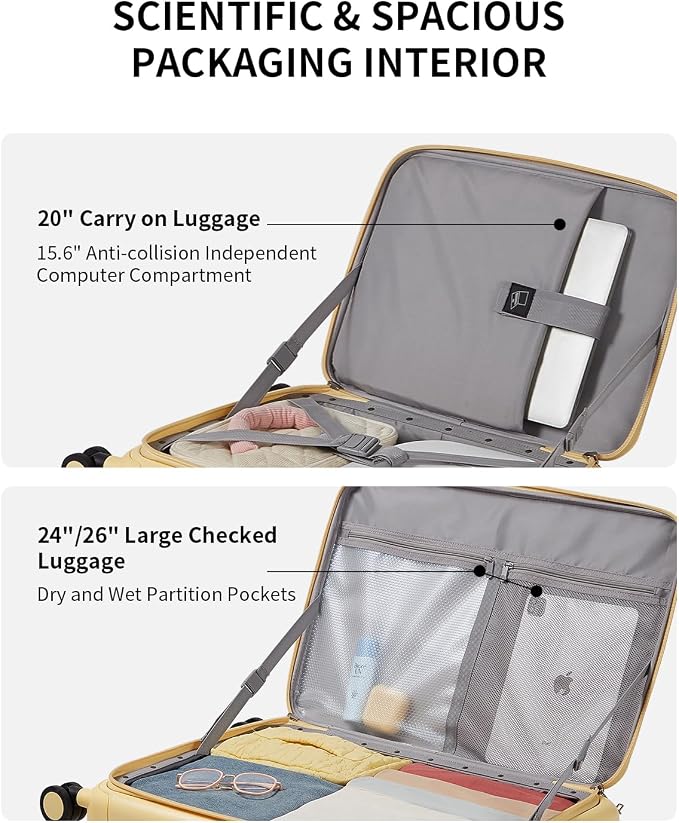 aji Expandable Top Opening 24 Inch Checked Luggage