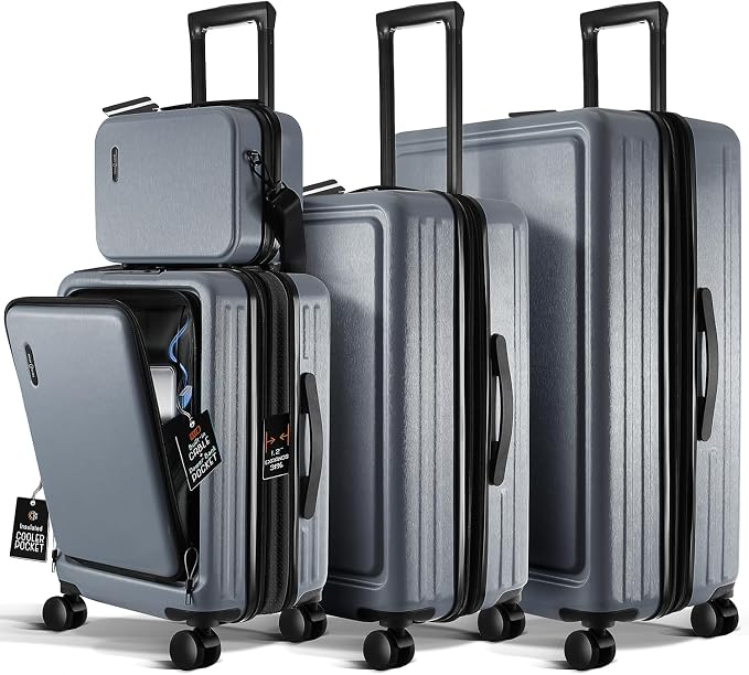 Hard Shell Luggage Sets with Spinner Wheels 4 Piece, Expandable Large Suitcases