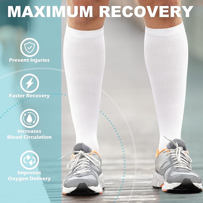Medical Compression Socks for Women and Men 3 Pairs 20-30 mmHg Knee High