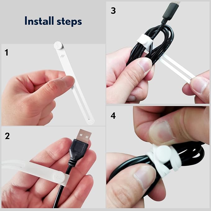 PZOZ Reusable Cable Ties, Elastic Silicone Cord Organizer Straps Keeper