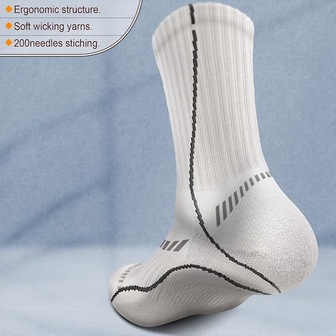 BULLIANT Compression Socks for Men 6Pairs, Athletic Crew Socks Cushioned For
