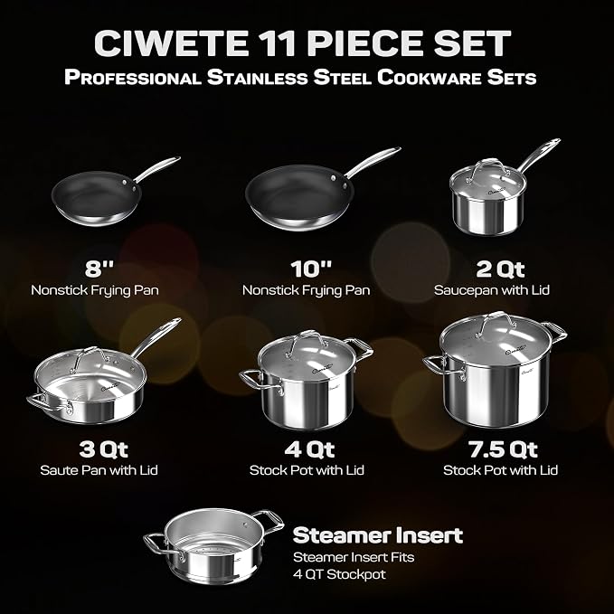 Stainless Steel Nonstick Pots and Pans Set