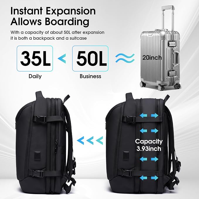 Vacuum Travel Backpack with Pump, 50L Expandable Compression Backpack With
