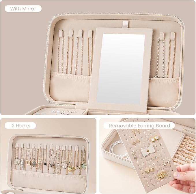 Lolalet Travel Jewelry Case for Women, Travel Jewelry Organizer Box
