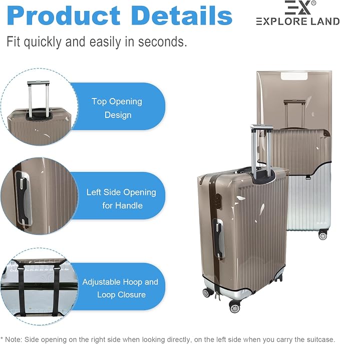 Explore Land Clear Luggage Cover Tough Protector Fits