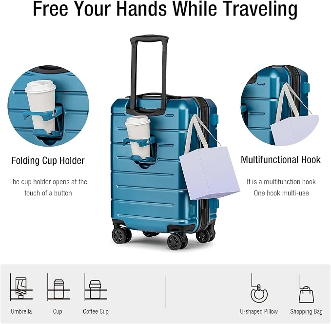 KYME Hardside Expandable Carry On Luggage 22x14x9 Airline Approved 20 Inch