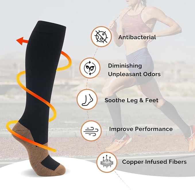 Compression Socks for Women Men Circulation Knee High 8 Pairs for Nurses