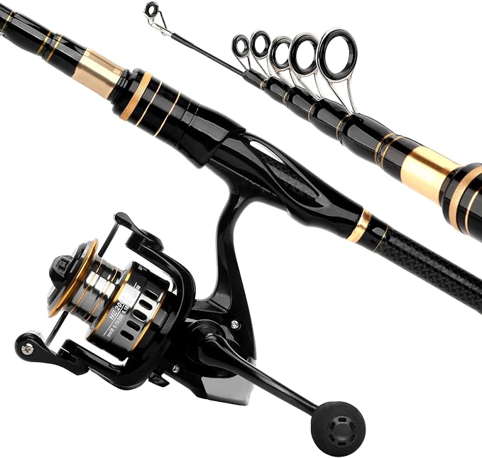 mouhike Carbon Fiber Telescopic Fishing Rod Reel Combo Lightweight Collapsible