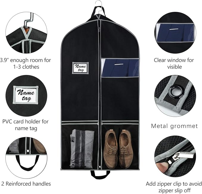 Zilink Garment Bags Suit Bag for Travel and Storage 43 inches Suit Cover