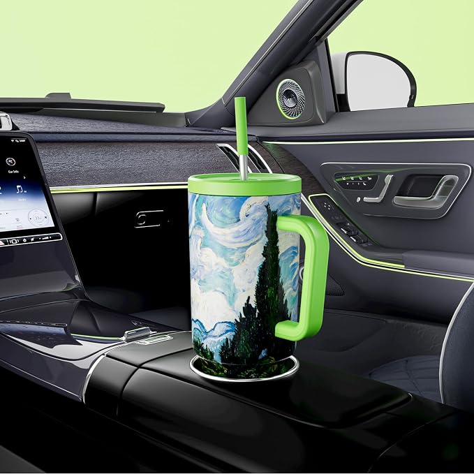 Meoky 40 oz Tumbler with Handle and Straw: Stainless Steel Insulated Tumbler with Lid and Straw - 100% Leak Proof Tumbler for Car Cup Holders - Travelers Commuters Workers, Cypress