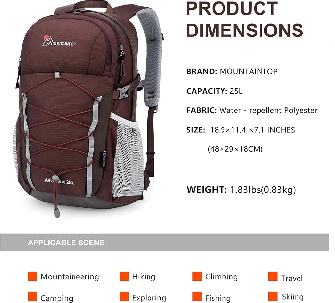 MOUNTAINTOP 25L/40L Hiking Backpack, Lightweight Travel Backpack