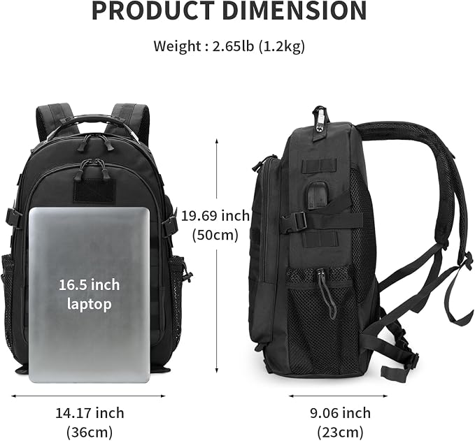 HUNTVP Military Tactical Backpack 40L Large Army 3 Day Assault Pack Molle Bag