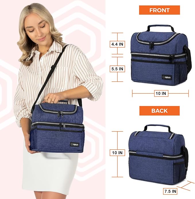 OPUX Lunch Box For Men Women, Insulated Large Lunch Bag Adult Work, Double