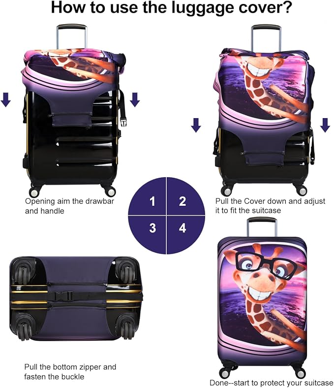 7-Mi 3D Print Design Travel Suitcase Protector Trolley Case Cover 19"-30" Sleeve