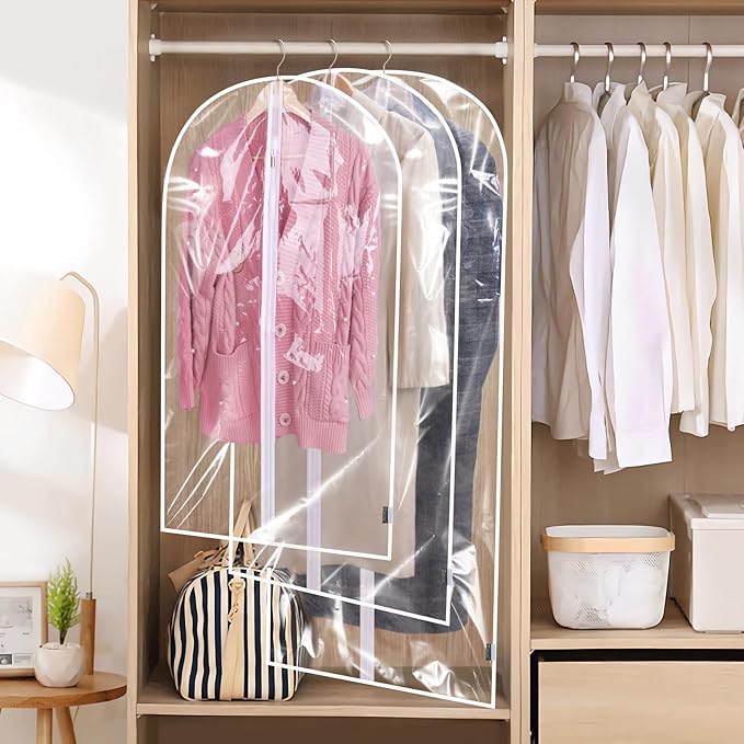BALEINE 40'' Clear Garment Bags, 2 Packs PEVA Dress Bag