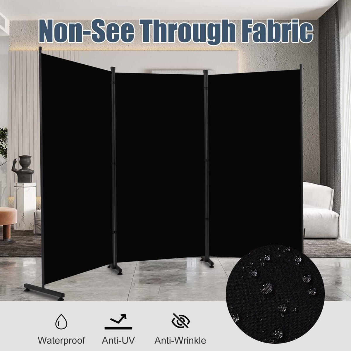 Room Divider 6ft Room Dividers and Folding Privacy Screens, 3 Panel Partition Room Divider Fabric Panel, Indoor Wall Divider for Room Separation Freestanding Space Separators for Bedroom Office Studio