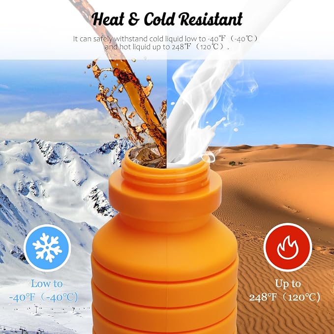 Nefeeko Collapsible Water Bottle, Reuseable BPA Free Silicone Foldable Water