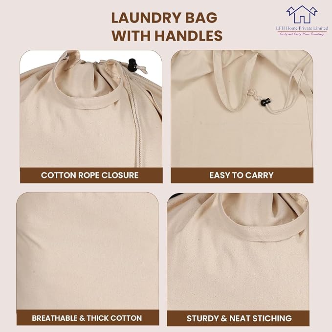LFH Home Large Premium 100% Cotton Canvas Laundry Bag