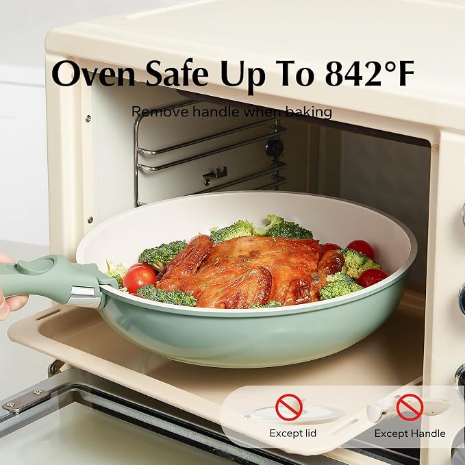 Redchef 16pcs Ceramic Pots and Pans Set Non Stick, Nonstick Ceramic Cookware Set