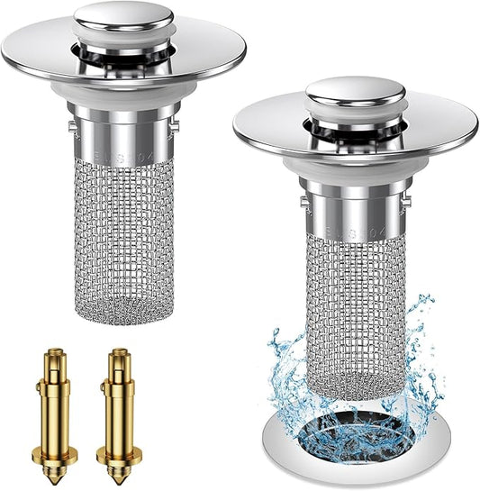 2024 New Pop Up Bathroom Sink Drain Strainer Hair Catcher, Sink Drain Stopper