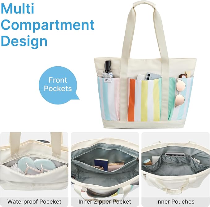G4Free Beach Bag, Waterproof Beach Tote Pool Bags