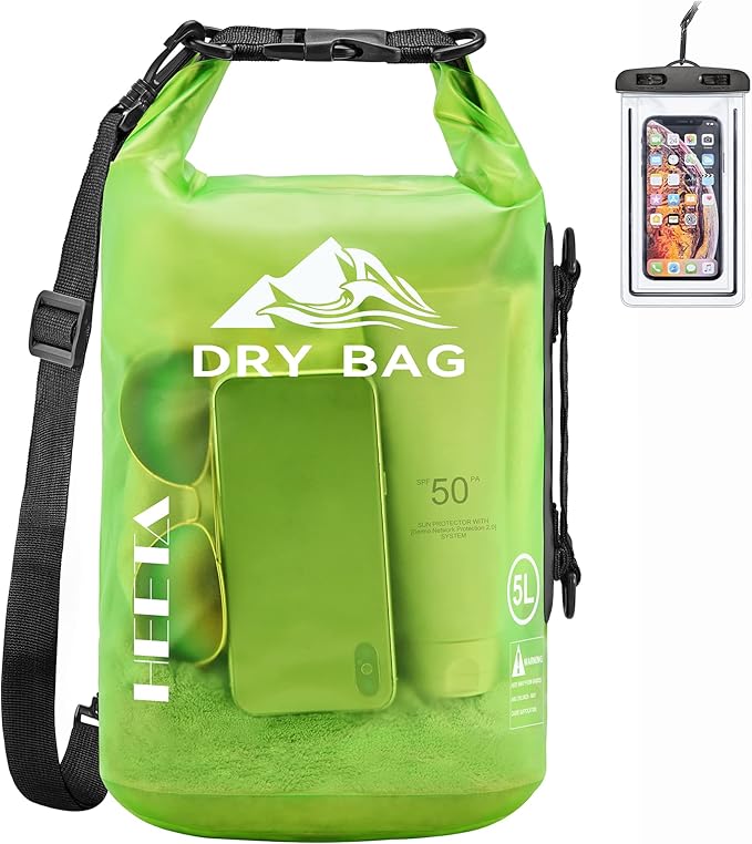 HEETA Dry Bag Waterproof for Women Men, 5L/10L/20L/30L/40L Roll Top Lightweight Dry Storage Bag Backpack with Phone Case for Travel Swimming Boating Kayaking Paddle Board Camping Beach Accessories