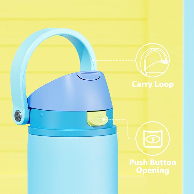 24 oz Insulated Water Bottle for Men: Meoky Stainless Steel Water Bottle with 2-in-1 Straw and Spout Lid - Leak Proof, Cold for 24 Hours, Fits in Car Cup Holder, BPA-Free for Sports Travel, Azure