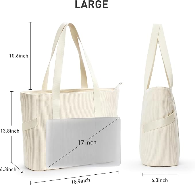 Tote Bag for Women with Zipper, Travel Tote Bags with Compartments Large