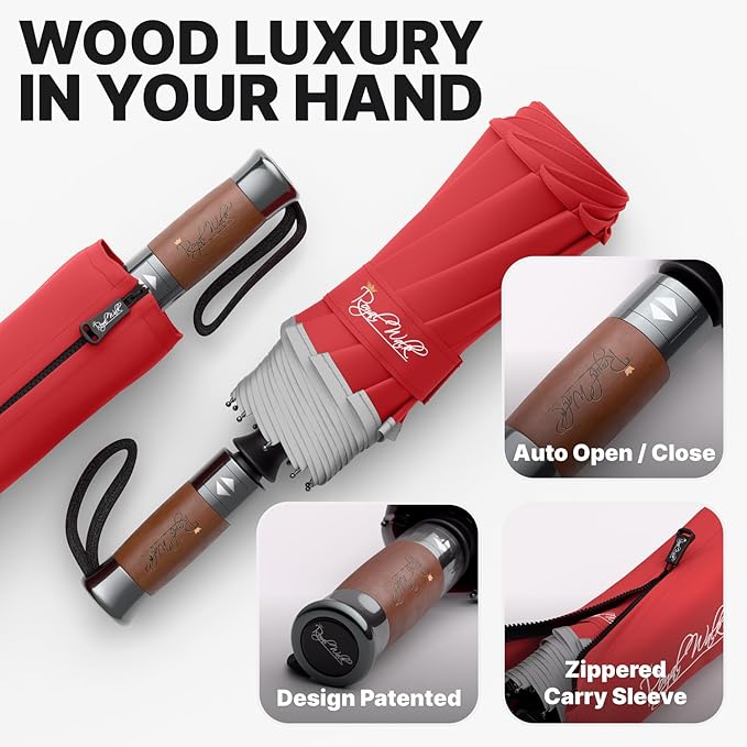 Royal Walk Windproof Folding Travel Umbrella Compact and Strong Luxurious Real