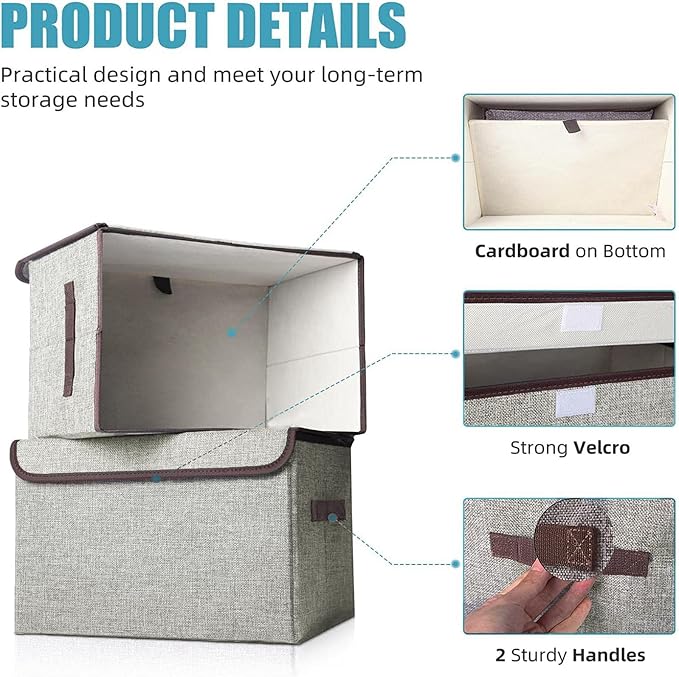 Linen Fabric Foldable Storage Cube Bin Organizer Basket