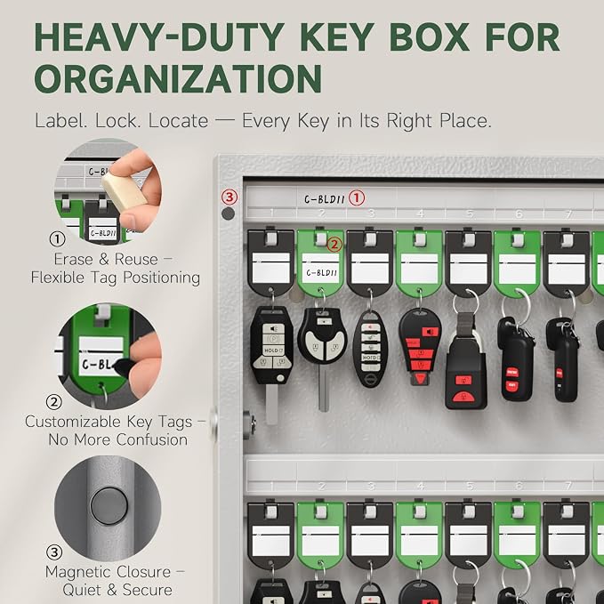 WeHere 48 Key Lock Box Wall Mount, APP Bluetooth/OTP/Wi-Fi Remote/Fixed