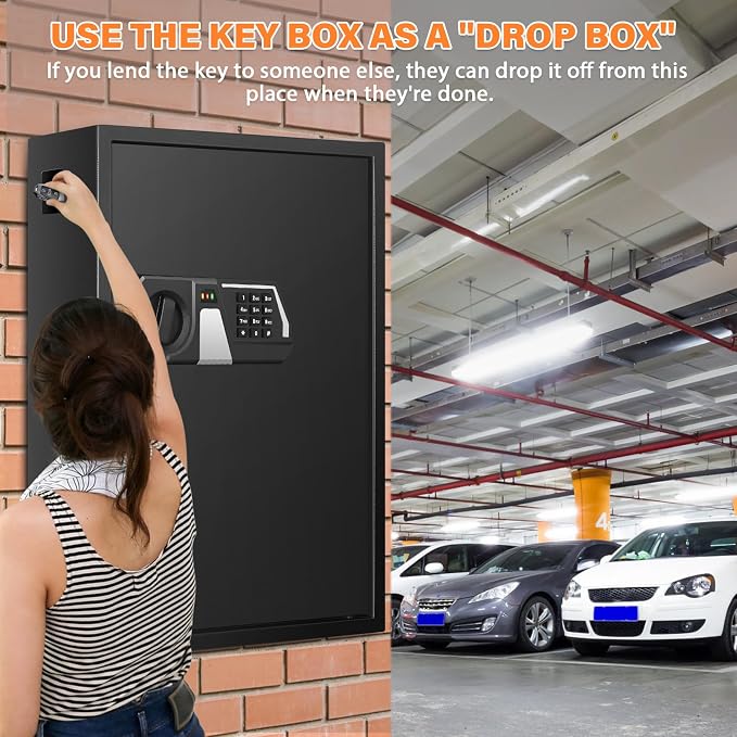 71 Keys Fireproof Key Lock Box, Anti-Theft Key Box Wall Mount