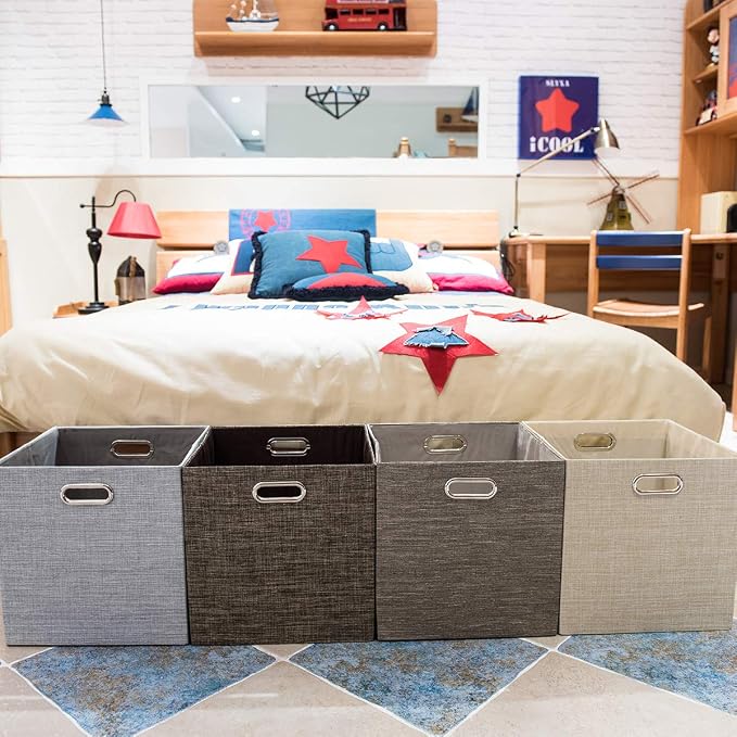 Posprica Fabric Storage Cubes, 13×13×13 cube storage bins, Foldable Drawers