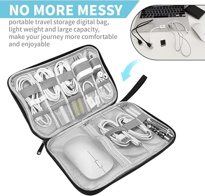 Electronics Organizer Travel Case, Electronic Accessories Storage Bag, Portable