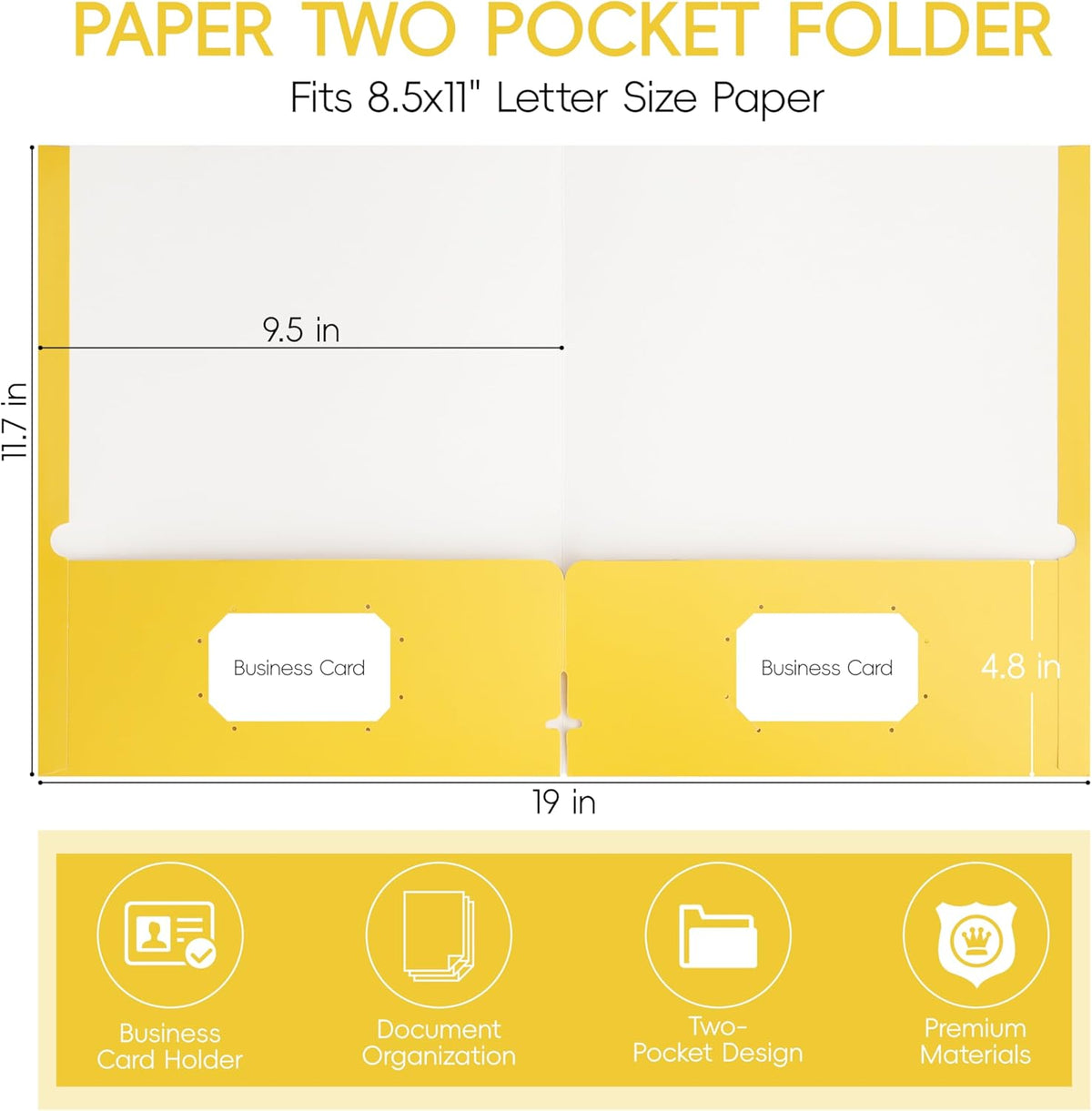 50 Pack Folders with Pockets, Pocket Folders Fit Letter Size Paper, with Business Card Slot, 2-Pocket Folder for School Office Home Business