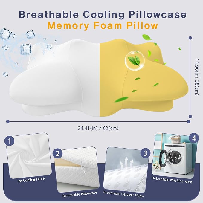 Dual-Height Cervical Neck Pillow