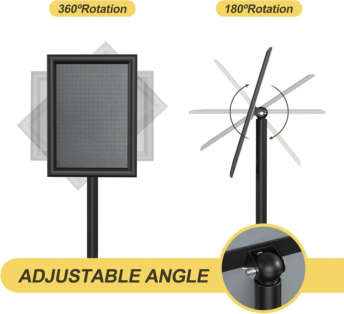 Relx Sign Holder Stand 8.5x11 inch - Adjustable Floor Standing Sign Holder - Signage Stand with Snap-Open Frame Display for Malls,Schools,Restaurants