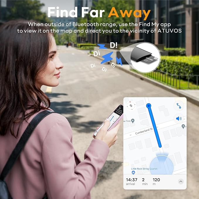 ATUVOS Wallet Tracker Finder Card, Ultra-Thin 1.6mm & 3-Year Battery, Smart