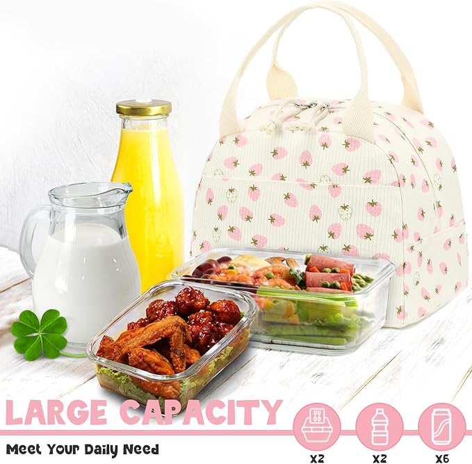 Bluboon Lunch Bag for Women Men Cute Corduroy Lunch Tote Bags Reusable