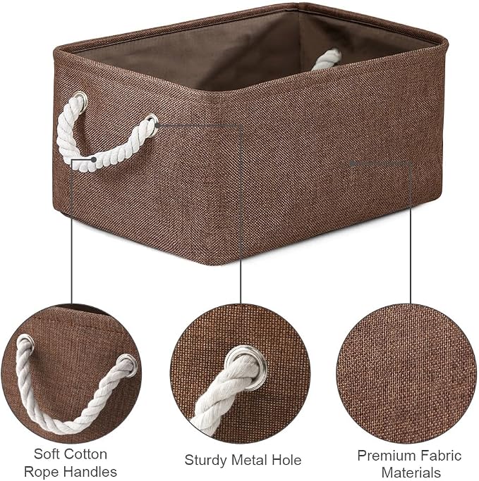 TheWarmHome Decorative Basket Rectangular Fabric Storage Bin Organizer Basket