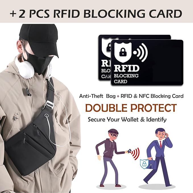 Anti Theft Crossbody Bags for Women Men, Slim Sling Bags