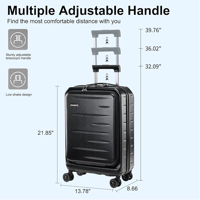 Carry On Luggage 22×14×9 Airline Approved, 20 Inch Lightweight ABS+PC Hard