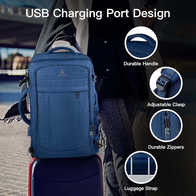 Large Travel Laptop Backpack for Men, 50L Carry On Backpack, Expandable Laptop
