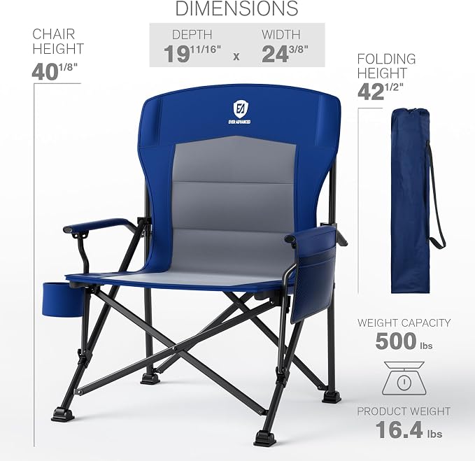 EVER ADVANCED Oversized Folding Camping Chair,