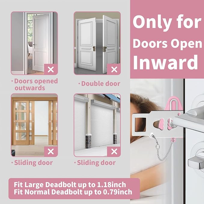 Portable Door Lock & Door Stop Alarm Set, Dual Protection Home Security Door Kit